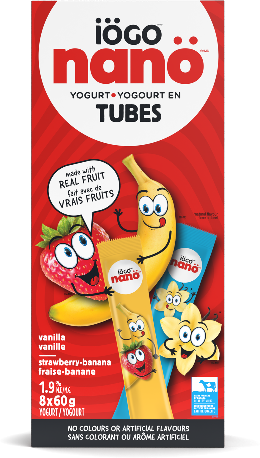 Yogurt, Vanilla, Strawberry-Banana, 2.5 Percent 60g- #1204133 CANADA