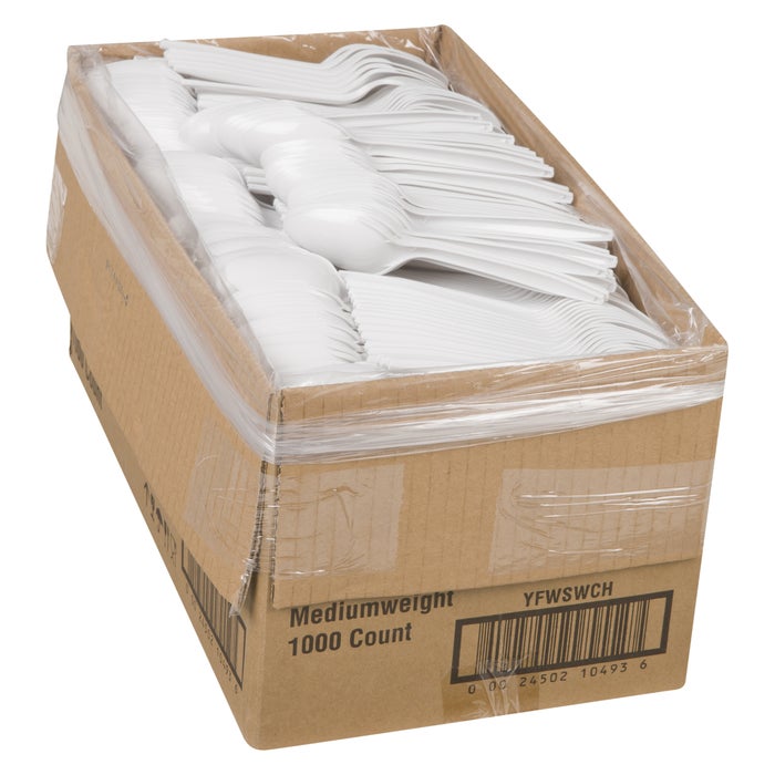 Spoons, White Plastic Tea Spoons, 1000 Spoons/case, #1222723
