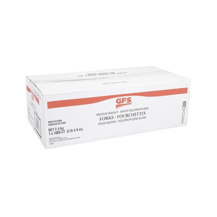 Forks, White Plastic, 1000 units/case, #1157835