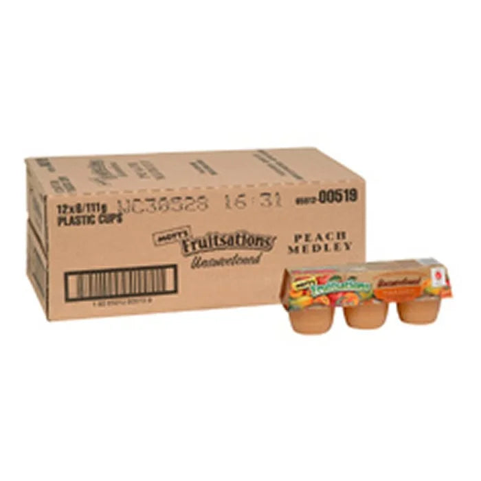 Applesauce, Unsweetened, Peach Medley, 111g cup (72 cups per case) - #1209912