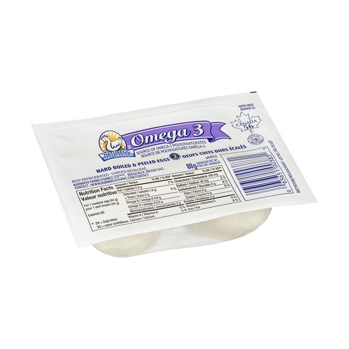 Eggs, Omega 3, Peeled Cooked- 2 eggs each/ 18 pks per case- #1033659, CANADA